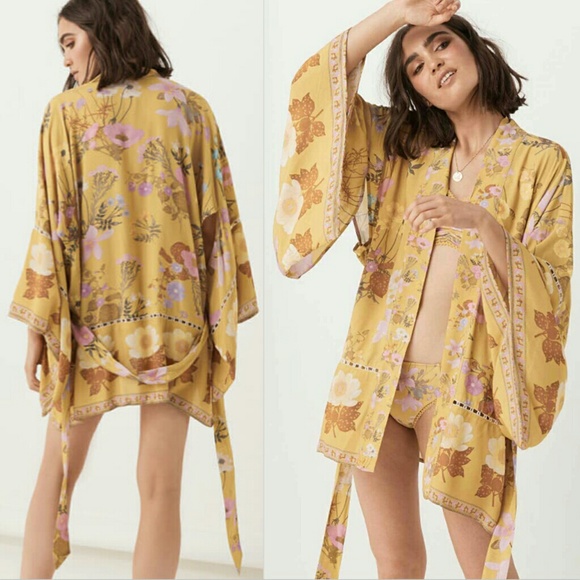 New spell designs wild bloom short kimono robe M/L - Picture 5 of 8